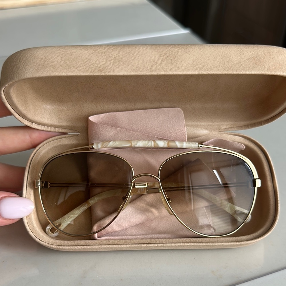 Chloe Gold Aviator Sunglasses Gradient Lenses